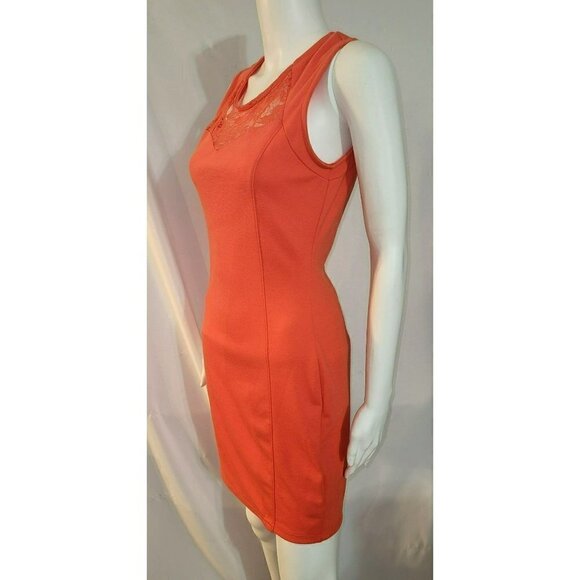 Soprano Bodycon Pink Grapefruit Dress w/ Lace- Size Medium - Picture 3 of 9